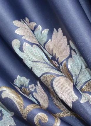 Шторна тканина блекаут з вишивкою гладдю. колір світло синій6 фото
