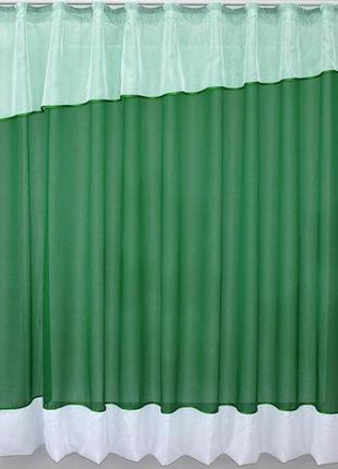 Шторки на кухню, балкон (280х170см) з шифону. колір зелений