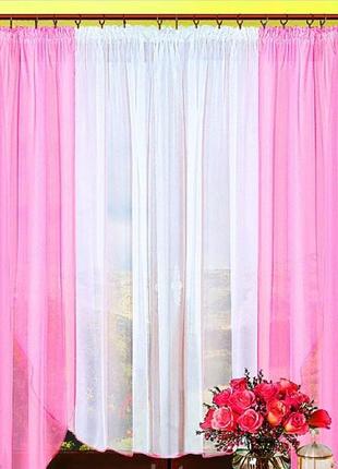 Кухонные шторы и тюль, цвет белый и розовый