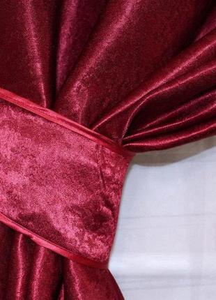 Комплект готовых штор блекаут-софт "люкс". цвет бордовый4 фото