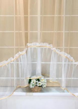 Тюль-арка для кухни "зефир", цвет персиковый