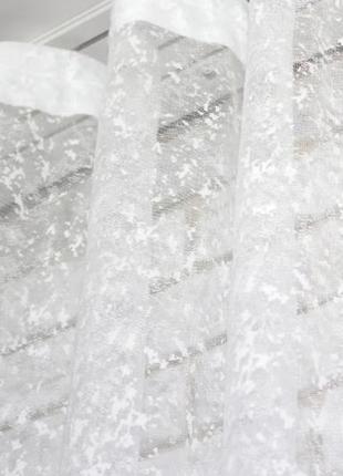 Тюль з жакарду колекція "розалія" мармур. колір білий6 фото