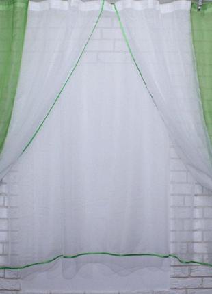Кухонные шторы, цвет зелёный с белым3 фото