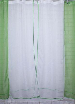 Кухонные шторы, цвет зелёный с белым2 фото