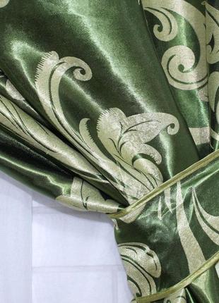 Комплект готових штор блекаут, "лілія". колір зелений4 фото