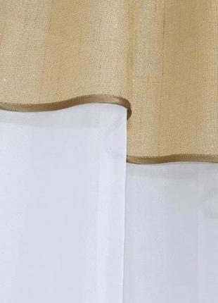 Гардина арка на кухню, балкон (270х170 см) шифон та батист. колір білий з золотистим4 фото