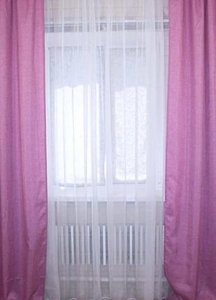 Комплект готових штор колекція "лен мішкувина" колір рожевий