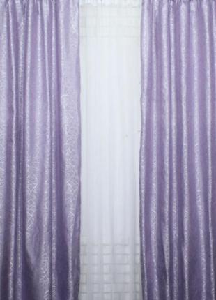 Комплект (2шт.1,5х2,7м) готових жакардових штор колекція "савана". колір бузковий6 фото