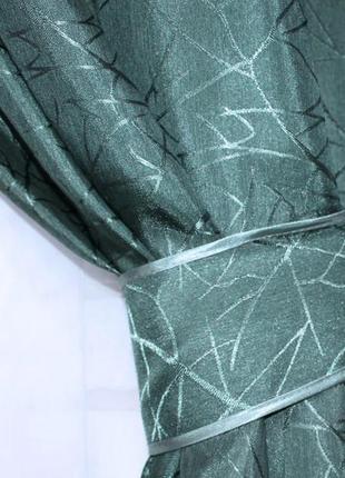 Щільна тканина жакард "савана", колір темно-зелений2 фото