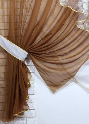 Комплект кухонные шторки с подвязками, цвет коричневый5 фото