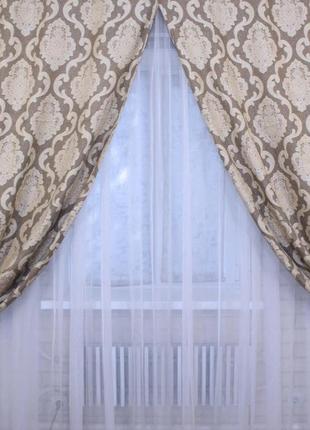 Комплект штор из ткани лён коллекция корона престиж4 фото