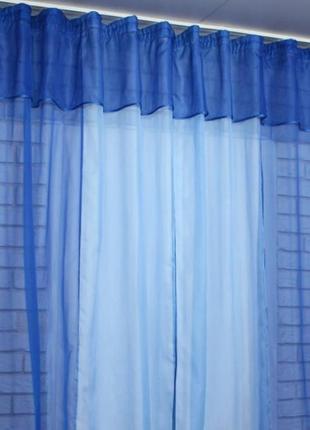 Кухонні штори (280х170см) з ламбрекеном. колір синій з блакитним4 фото