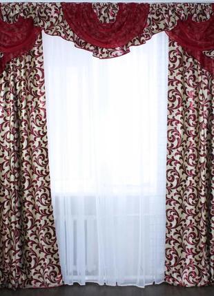 Комплект шторы с ламбрекеном на карниз 3м из ткани блекаут5 фото