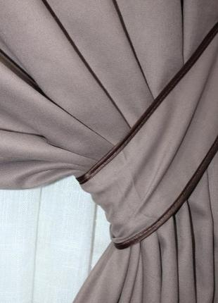 Комплект (2шт. 1,5х2,7м) штор із тканини мікровелюр petek. колір какао5 фото