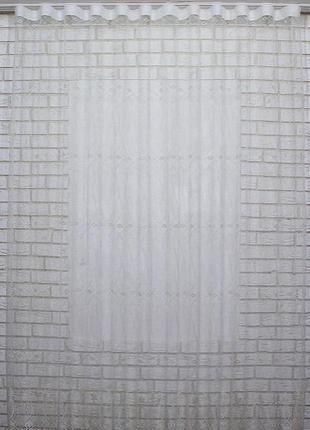 Тюль фатин із вишивкою туреччина, колекція "bella". колір холодний білий7 фото