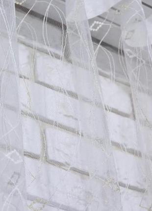 Тюль фатин із вишивкою туреччина, колекція "bella". колір холодний білий6 фото