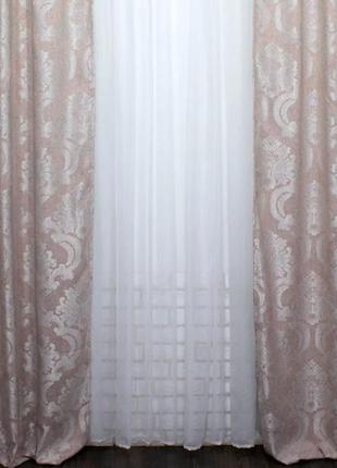Світлонепроникні штори льон блекаут "рогожка корона", колір какао код 533ш6 фото