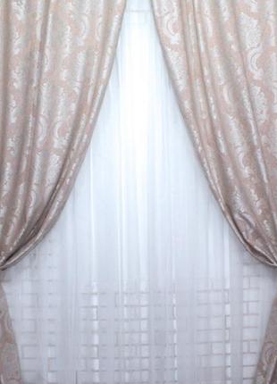 Світлонепроникні штори льон блекаут "рогожка корона", колір какао код 533ш2 фото