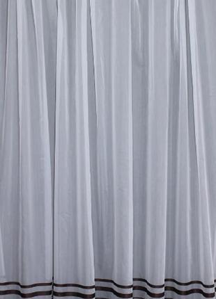 Тюль шифоновий, колір білий із коричневими смугами2 фото