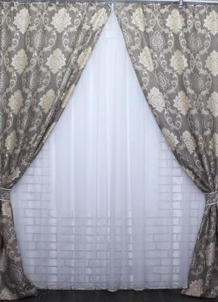 Комплект готовых штор из ткани лён коллекция "корона".2 фото