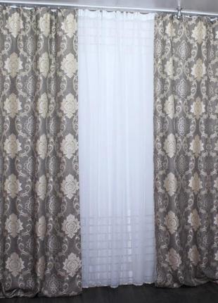Комплект готовых штор из ткани лён коллекция "корона".4 фото