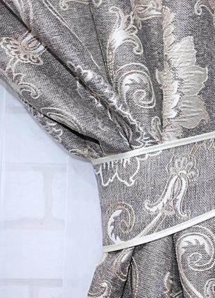 Комплект готовых штор из ткани лён коллекция "корона".5 фото