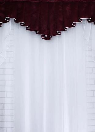 Ламбрекен из портьерной ткани на карниз 1.5 метра 108л130 , цвет бордовый1 фото