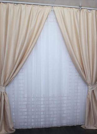 Комплект готовых штор из ткани лён5 фото