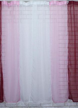 Кухонные шторки, бордовый с розовым и белым3 фото