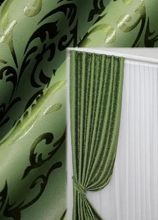 Готовий комплект штор (2шт. 1,5х2,7м) блекаут. колір зелений
