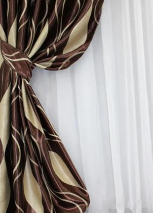 Штори з тканини блекаут (2шт. 1,5х2,7м). колір коричневий2 фото