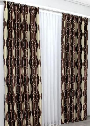 Штори з тканини блекаут (2шт. 1,5х2,7м). колір коричневий6 фото