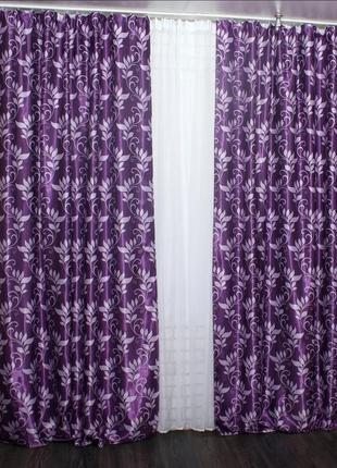 Комплект готовых штор блэкаут, цвет фиолетовый (1.5*2.8 - 2 шт)6 фото