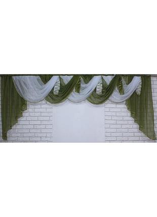 Ламбрекен 3 м "феерия" цвет оливковый с белым