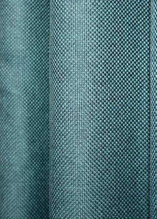 Комбіновані штори з тканини льон-блекаут. колір бірюзовий з сірим2 фото