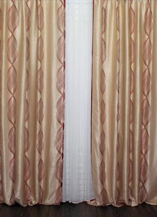 Комплект готовых штор из ткани блэкаут. цвет беж3 фото
