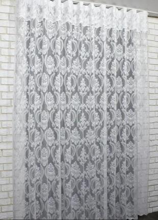 Тюль жакард, колекція "розалія" з галстуком. колір білий4 фото