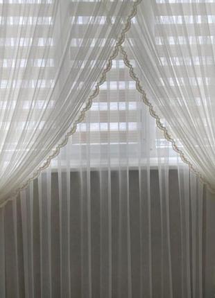 Комплект штор из ткани грек сетка на карниз 3м, цвет белый