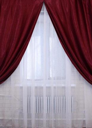 Комплект готових штор з тканини блекаут -софт "люкс". колір бордовий3 фото