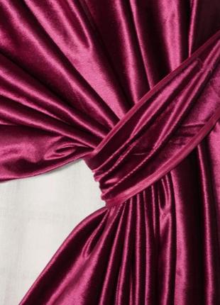 Комплект (2шт. 1,5х2,8м) штор из ткани велюр. цвет бордовый