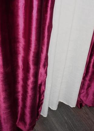 Комплект (2шт. 1,5х2,8м) штор із тканини велюр. колір бордовий4 фото