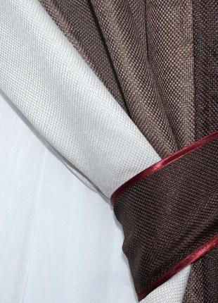 Шторы из ткани лен-мешковина. цвет коричневый с бежевым и капучино. (1,6м*2,7м.)5 фото