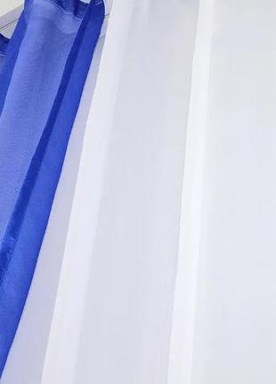 Комплект штор (4х2,4м. + 2шт. 1,5x2,4м) "компаньйон" шифон. колір синій з білим3 фото