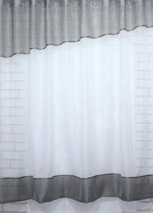 Кухонна завіса. колір сірий з білим