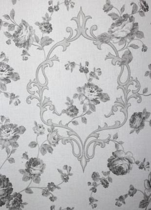 Тюль батист з квітковим принтом. колір білий із чорним2 фото