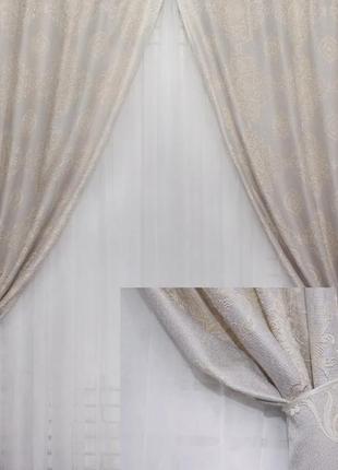 Ткань для штор лен "корона", цвет светло-серый1 фото