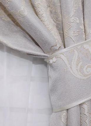 Ткань для штор лен "корона", цвет светло-серый2 фото