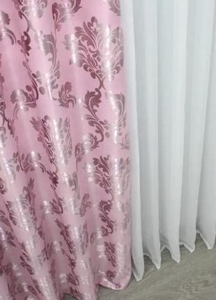 Шторна тканина блекаут. колір рожевий6 фото