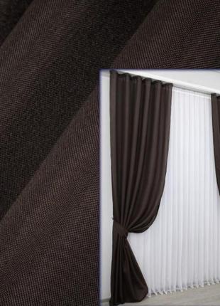 Комплект штор льон (2шт. 1.5х2,7м) колекція "льон мішковина". колір венге