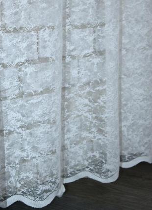 Тюль жаккард, колекція "мармур al-1", колір білий5 фото